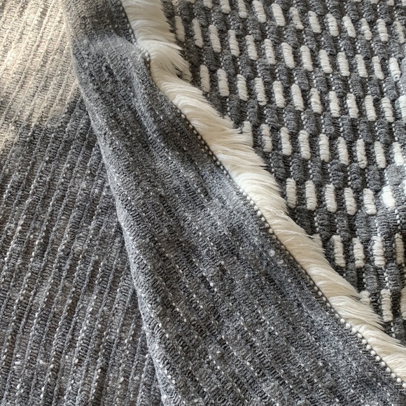 Gray & Cream Cozy Wrap w/Fringe - Picture 6 of 7